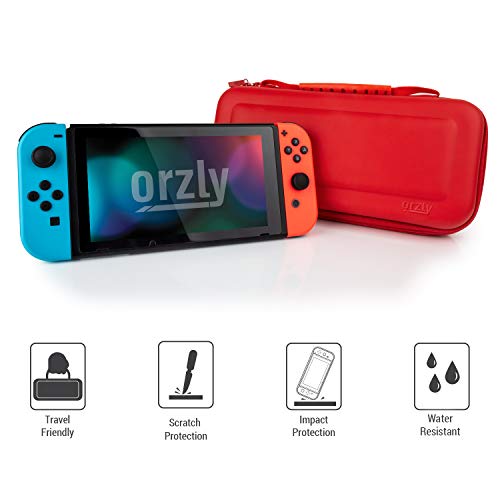 Orzly Carrying case for Nintendo Switch OLED and Switch Console - Red Protective Hard Portable Travel case Shell Pouch for Nintendo Switch Console & Accessories - Image 5
