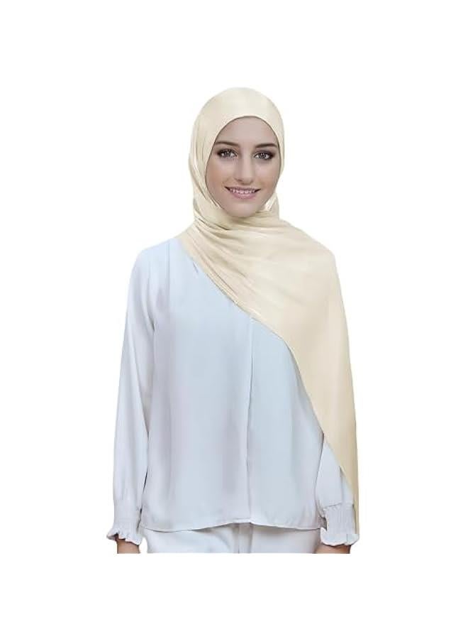 Arabest Shimmering Sheen Crepe Scarf Shawl for Women Lightweight Wrap Hijab - Image 1