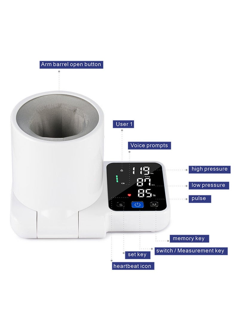 JZIKI - ZK-B886 Arm Barrel Electronic Blood Pressure Monitor Digital BP Monitor Tonometer Movable English Voice Broadcast Heart Rate Detection with Large LED Screen for Home Use - Image 1