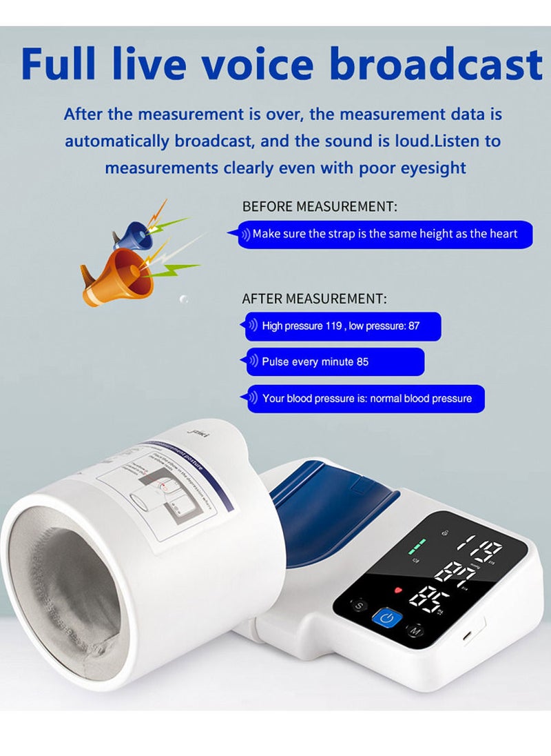 JZIKI - ZK-B886 Arm Barrel Electronic Blood Pressure Monitor Digital BP Monitor Tonometer Movable English Voice Broadcast Heart Rate Detection with Large LED Screen for Home Use - Image 1