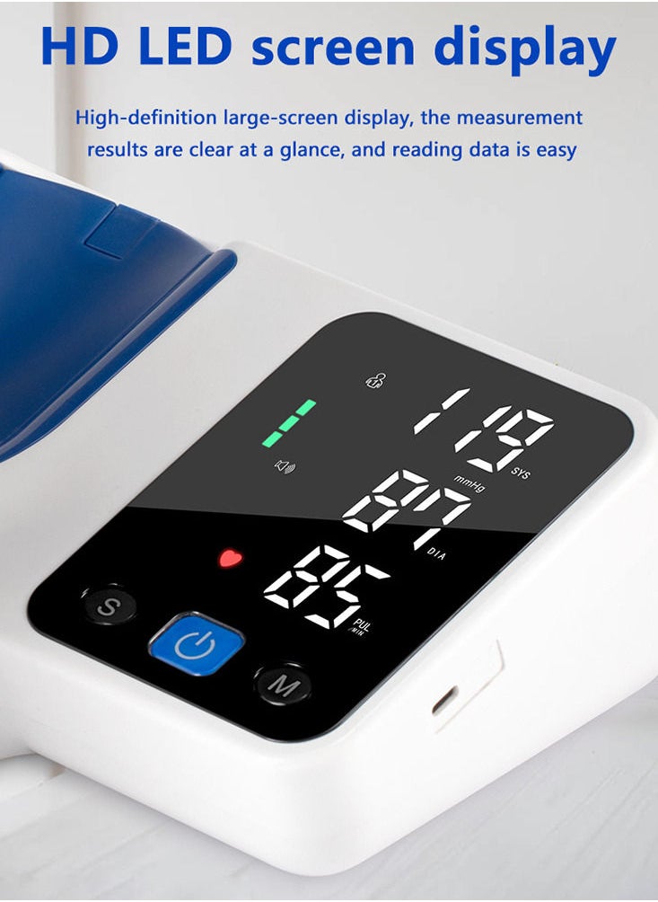 JZIKI - ZK-B886 Arm Barrel Electronic Blood Pressure Monitor Digital BP Monitor Tonometer Movable English Voice Broadcast Heart Rate Detection with Large LED Screen for Home Use - Image 1