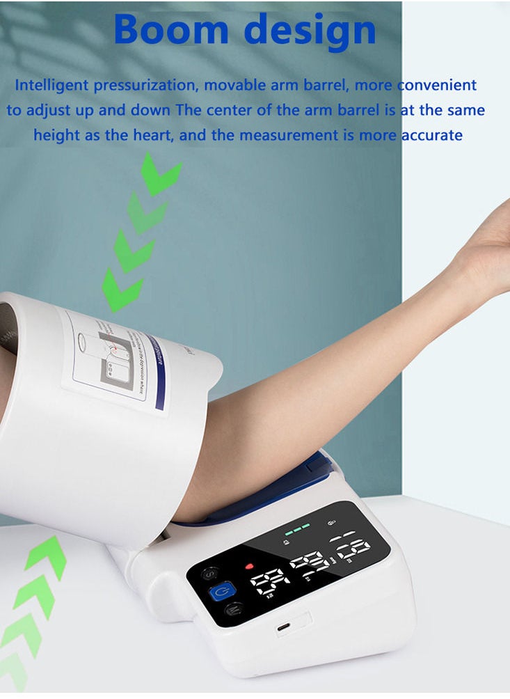 JZIKI - ZK-B886 Arm Barrel Electronic Blood Pressure Monitor Digital BP Monitor Tonometer Movable English Voice Broadcast Heart Rate Detection with Large LED Screen for Home Use - Image 1