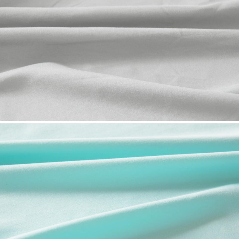 Biloban Pack and Play Sheets Fitted, 2 Pack Pack and Play Sheet Fits for Graco Pack n Play Mattress, Neutral Playard Sheets for Baby Boys and Girl, Grey & Aqua, 38”X 26” - Image 4