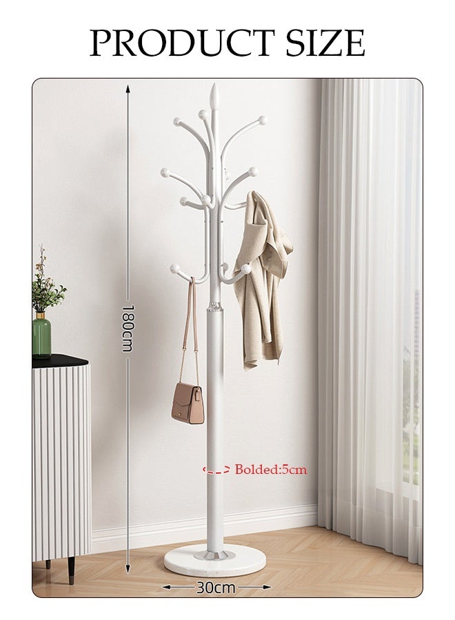 DUNISO Metal Clothes Rack with Natural Marble Base, Modern Clothes And Coat Hanger Rack, Free Standing Hall Tree with 12 Hooks for Hanging Scarf, Bag, Jacket, Home Entry-way Hat Hanger Organizer - Image 2