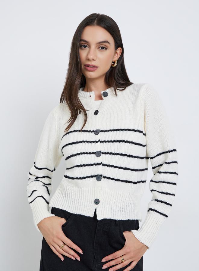 تايك تو كارديجان محبوك مخطط - Image 3