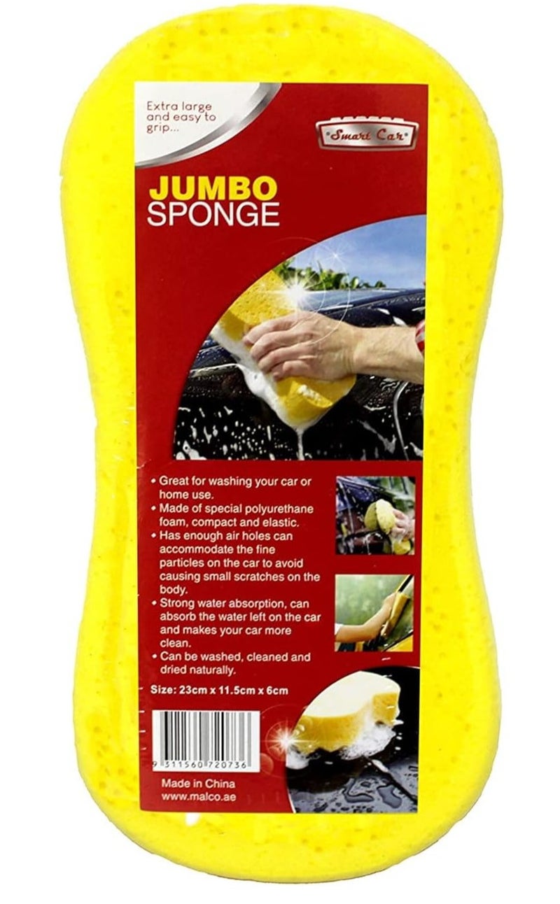 Smartcar Jumbo Car Wash Sponge, Large Heavy Duty Cleaning Sponge for Car, Bike & Home, Soft Absorbent Foam Sponge for Scratch Free Washing & Detailing - Image 1