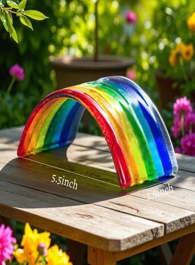 Andthen Rainbow Bridge Fused Glass 3D Colorful Bridge with Beech Wood Base & Sympathy Card Memorial Gift for Dog Cat - Image 5