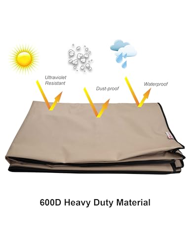 iBirdie Outdoor TV Cover 52 to 55 inch Weatherproof, Cover Size 52"L x 31"H, Waterproof for Outside Flat Screen 52 to 55 inch TV, Light Brown, 600D Thick Fabric Screen Protector with Bottom - Image 3