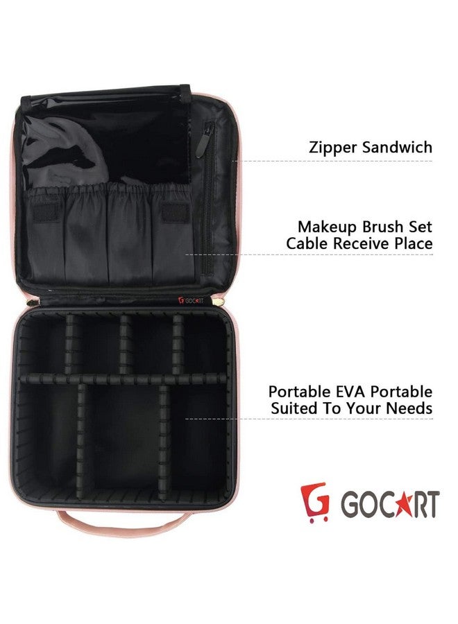 GOCART WITH G LOGO GOCART WITH G LOGO Professional Travel Makeup Bag Cosmetic Cases Organizer Portable Storage Bag (10 INCH Baby Pink) - Image 3