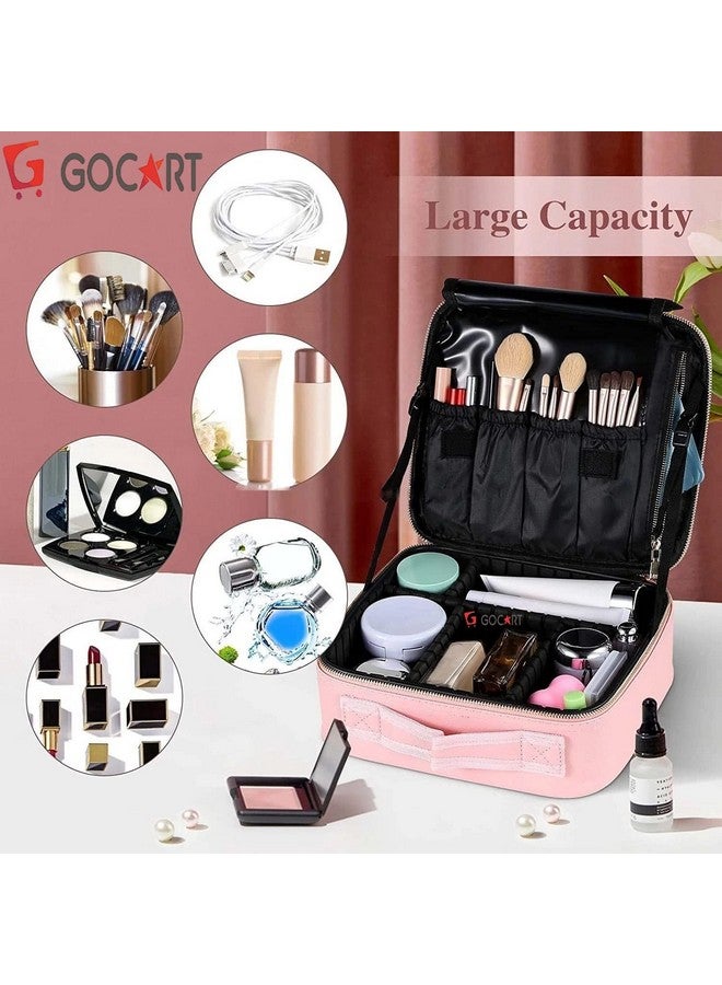 GOCART WITH G LOGO GOCART WITH G LOGO Professional Travel Makeup Bag Cosmetic Cases Organizer Portable Storage Bag (10 INCH Baby Pink) - Image 5