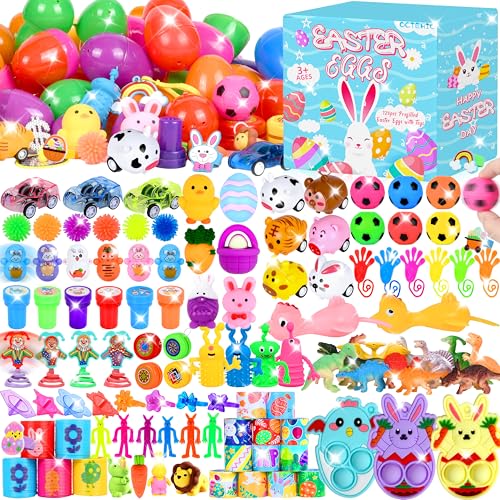 OCTERIC 360Pcs Colorful Prefilled Plastic Easter Set 120 Plactic Eggs Filled with 240 Assorted Party Favors Toys Stickers for Kids Boys Girls Toddlers Easter Eggs Hunt Basket Filler Stuffers Supplies - Image 1