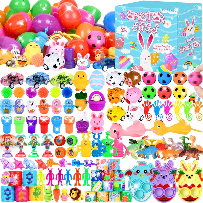 OCTERIC 360Pcs Colorful Prefilled Plastic Easter Set 120 Plactic Eggs Filled with 240 Assorted Party Favors Toys Stickers for Kids Boys Girls Toddlers Easter Eggs Hunt Basket Filler Stuffers Supplies - Image 3