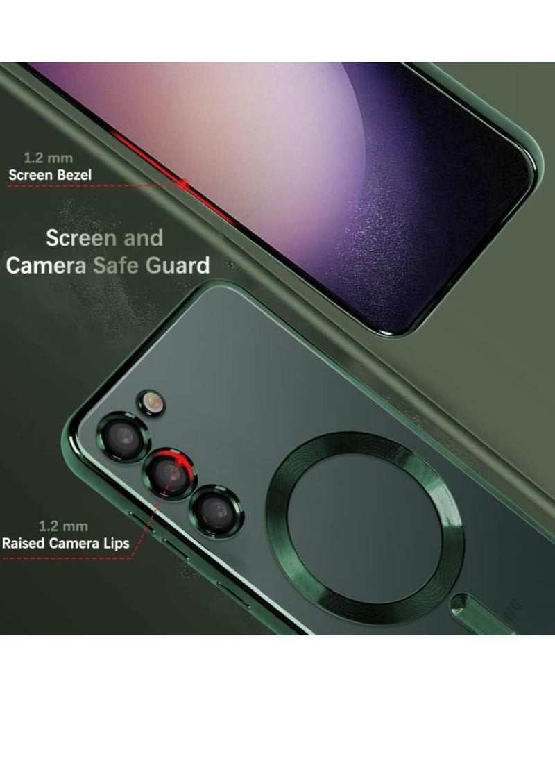 Magnetic Clear Case for SamsMagnetic Clear Case for Samsung Galaxy S23 Plus with Camera Lens Protector Magsafe Compatible Electroplated Soft TPU Shockproof Anti-Scratch Phone Caseung Galaxy S23 with C