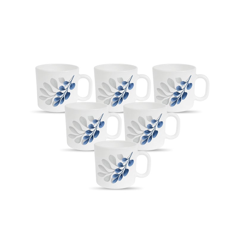 La Opala Diva, Pearl Collection Opal Glass Crockery | Coffee Mug Regular, Set of 6 | Indigo Bliss, 190 ml | for Tea & Coffee | Microwave Safe | 100% Vegetarian | Extra Strong | Super Light & White - Image 5