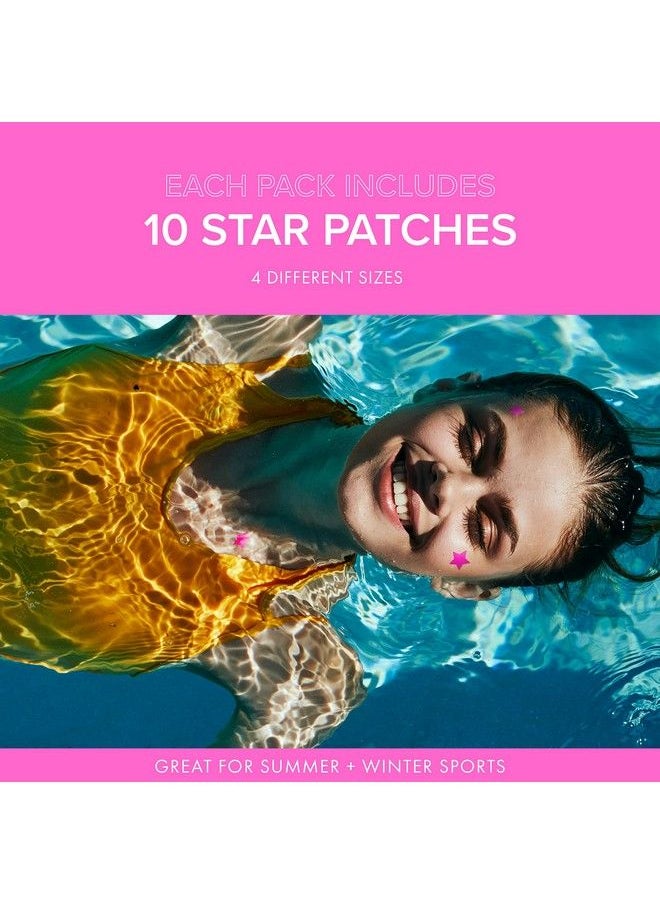 SUN PATCH PEEL AND STICK SUNBLOCK - Sun Patch Reusable Star Shaped Sunblock Patches 100% Silicone Star Sunscreen Patches For Uv Protection Face Stickers With Upf 50 1 Pack/10 Stars Pink - Image 1