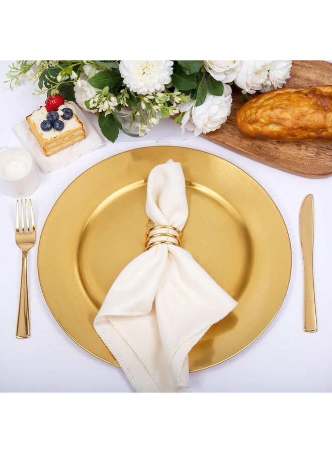 20 قطعة من أطباق الشحن الذهبية لأطباق العشاء وأطباق الشحن للاستخدام مرة واحدة وأطباق الخدمة بكميات كبيرة باللون الذهبي لحفلات الزفاف - Image 3