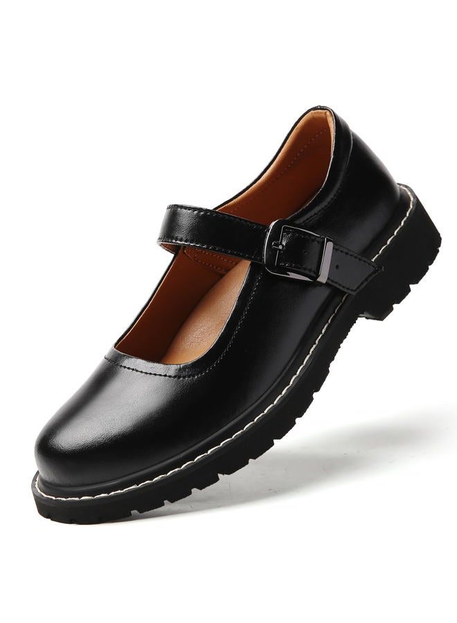 MXIKOCI Mary Jane Oxford Shoes Women Platform Non-Slip Vintage Round Toe Ankle Strap Comfort Casual Dress Work Mary Jane Shoes for Women Girls Laides, Black, 7.5 - Image 1