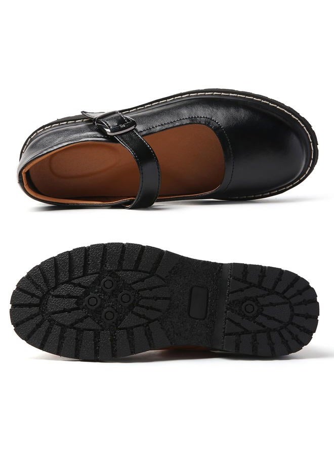 MXIKOCI Mary Jane Oxford Shoes Women Platform Non-Slip Vintage Round Toe Ankle Strap Comfort Casual Dress Work Mary Jane Shoes for Women Girls Laides, Black, 7.5 - Image 4
