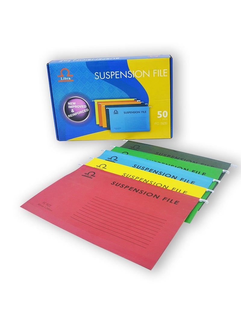 Libra Foolscap Suspension File – 230 GSM – (50 Pieces Per Box) Multicolors - Image 1