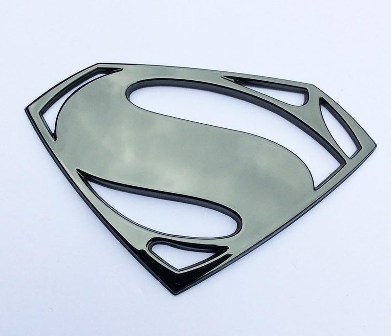 Fan Emblems Superman Logo 3D Car Emblem Black Chrome - Image 2
