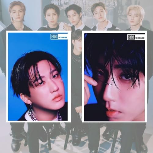 YiYiXiXi ملصقات STRAY-KIDS، 9 قطع ملصقات STRAY-KIDS لطلاء الجدران صور قابلة للصق لتزيين حفلة عيد الميلاد (أزرق) - Image 3