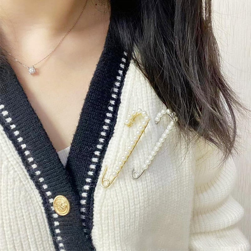 Bulrash 14 Pieces Brooch Safety Pins, Pearl Brooch Button Pin Pant Waist Tightener Pins for Clothes Sweater Shawl Collar Dress Cardigan Shirt Jeans Accessories for Women Girls(Chic) - Image 5