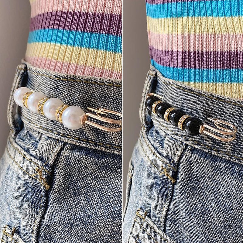 Bulrash 14 Pieces Brooch Safety Pins, Pearl Brooch Button Pin Pant Waist Tightener Pins for Clothes Sweater Shawl Collar Dress Cardigan Shirt Jeans Accessories for Women Girls(Chic) - Image 3