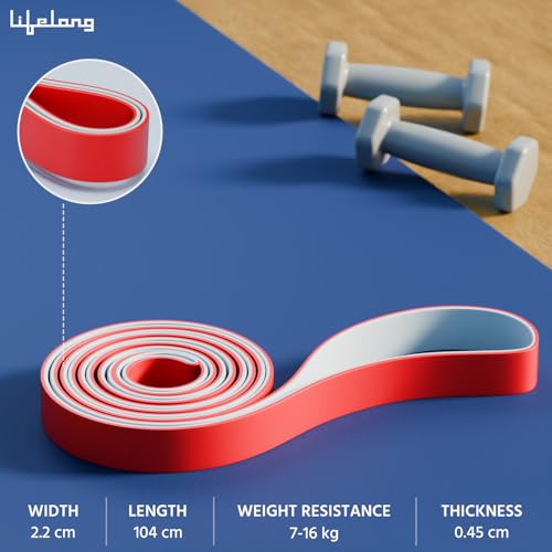 Lifelong Resistance Band for Workout | 11 to 30 KG: Light Resistance Pull Up Band | Theraband, Gym Rubber Band | Physio, Yoga, Home Workout | Stretching Band for Exercise | Red - Image 3
