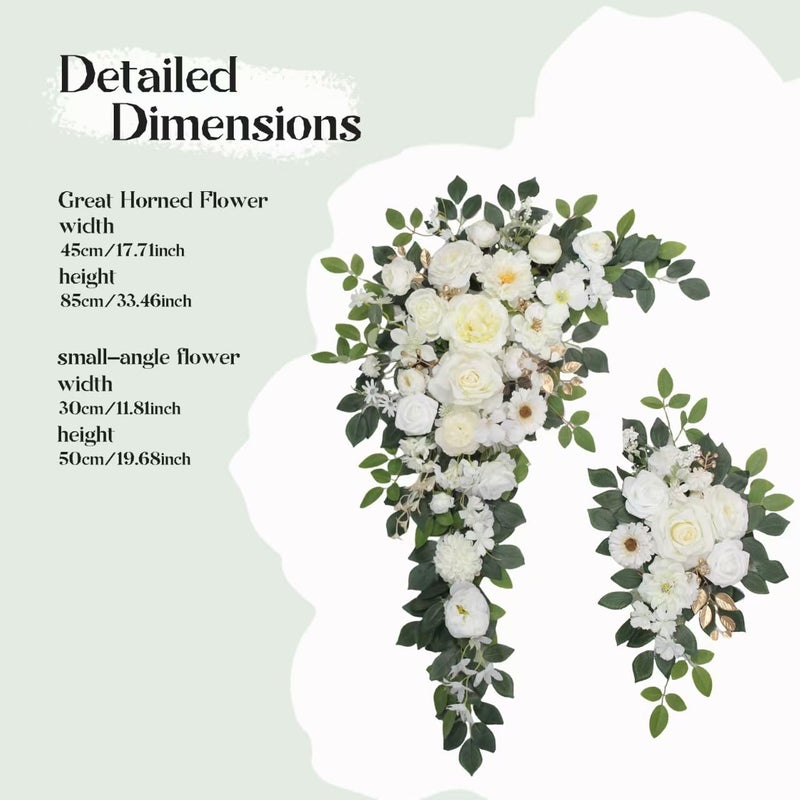 Odouzy Wedding Arch Flowers,Artificial Flower Arch Decor,2pcs Artificial Flower Arrangement for Wedding Decor Reception Backdrop Floral Decorations (White) - Image 2