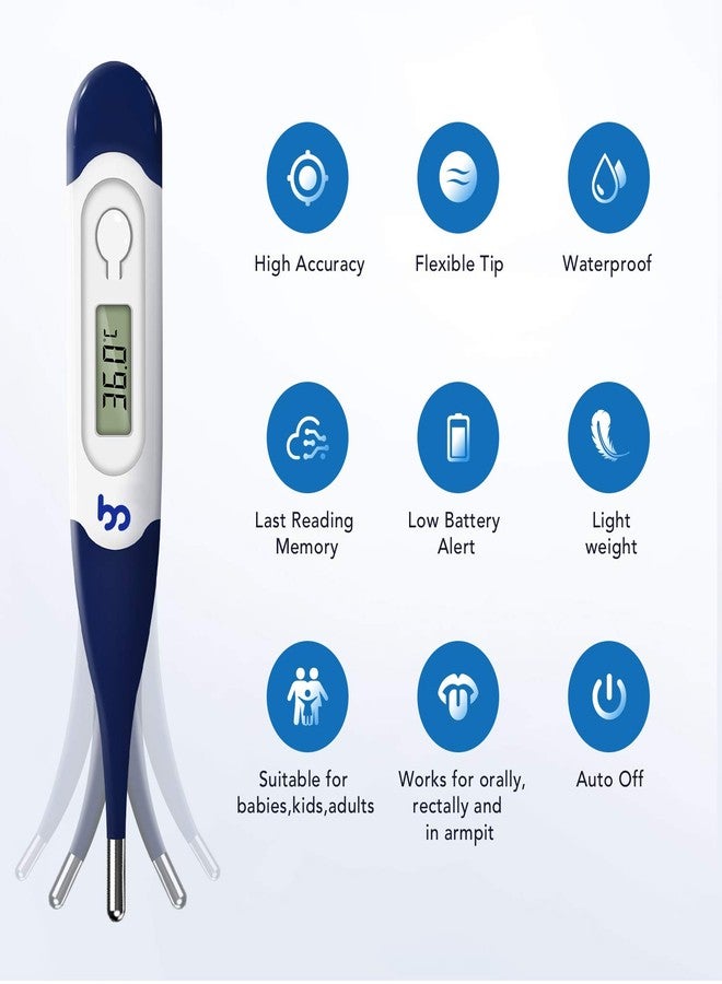 Femometer Thermometer for Adults Digital Thermometers with Flexible Tip, Fast Accurate Oral Body Thermometer for Adults Kids and Babies - Image 3
