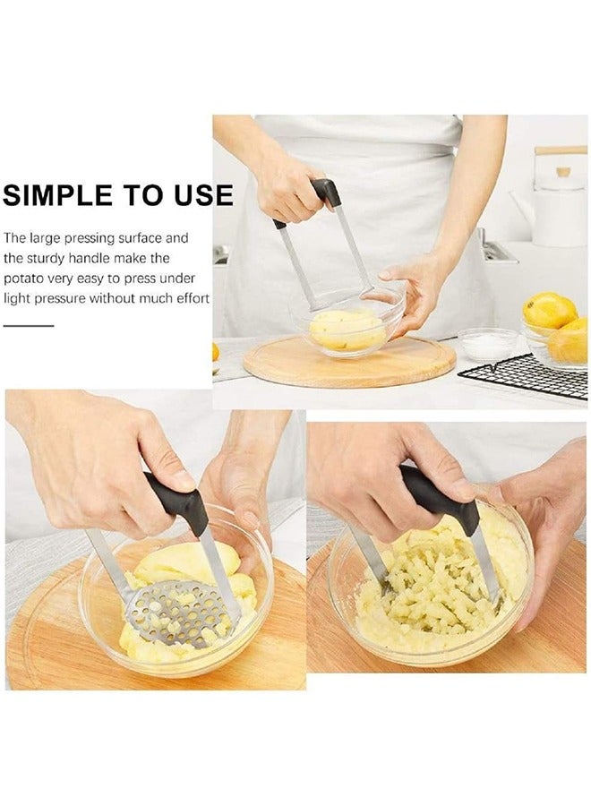 Alices Potato Masher, Stainless Steel Premium Hand-Mashed Machine, Purees Baby Food, Fruit And Vegetable Smasher, with Wide Ergonomic Horizontal Handle Fine-Grid Plate  - Image 4