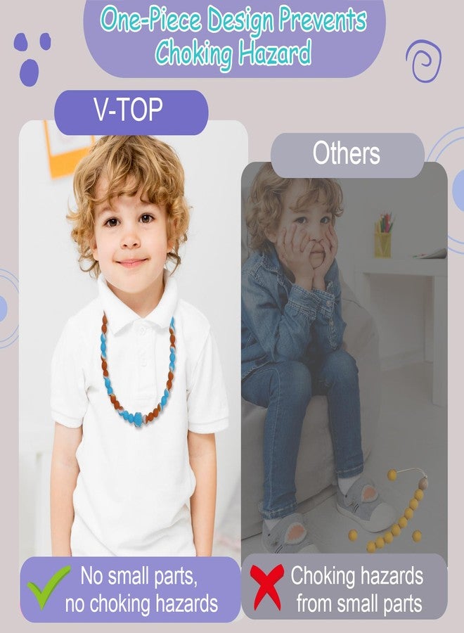 V-TOP Chew Necklaces for Sensory Kids, 2 Pack Chewy Necklace Sensory Toys Reduces Stress and Anxiety, Sensory Chew Toys for Kids with ADHD, Autism, SPD - Image 3