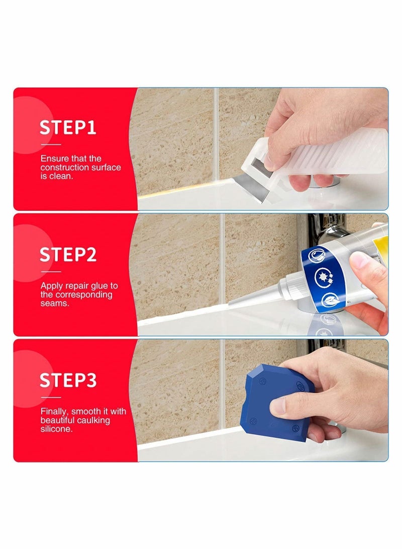 Y&D 10 PCS Silicone Tool Sealant Remover Reusable Finishing Kit with Stainless Steel Caulk Removal for Kitchen Bathroom Toilet Tank Window Sink Joint etc - Image 4