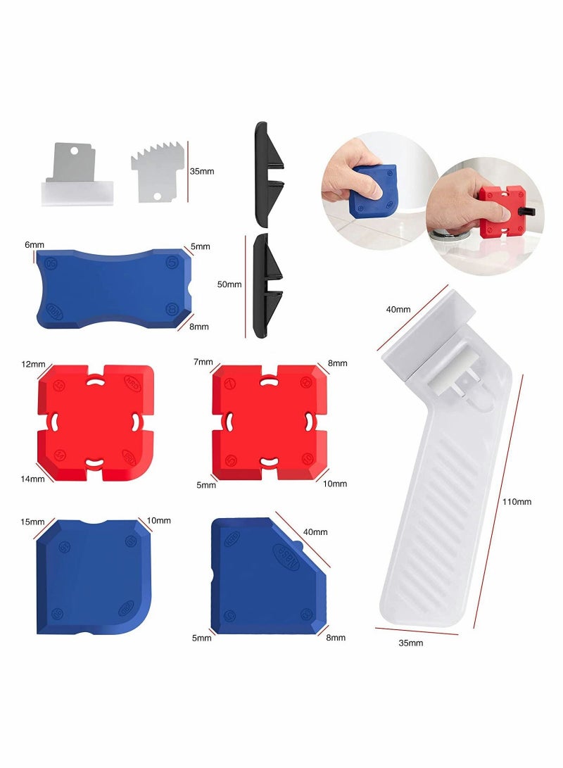 Y&D 10 PCS Silicone Tool Sealant Remover Reusable Finishing Kit with Stainless Steel Caulk Removal for Kitchen Bathroom Toilet Tank Window Sink Joint etc - Image 2