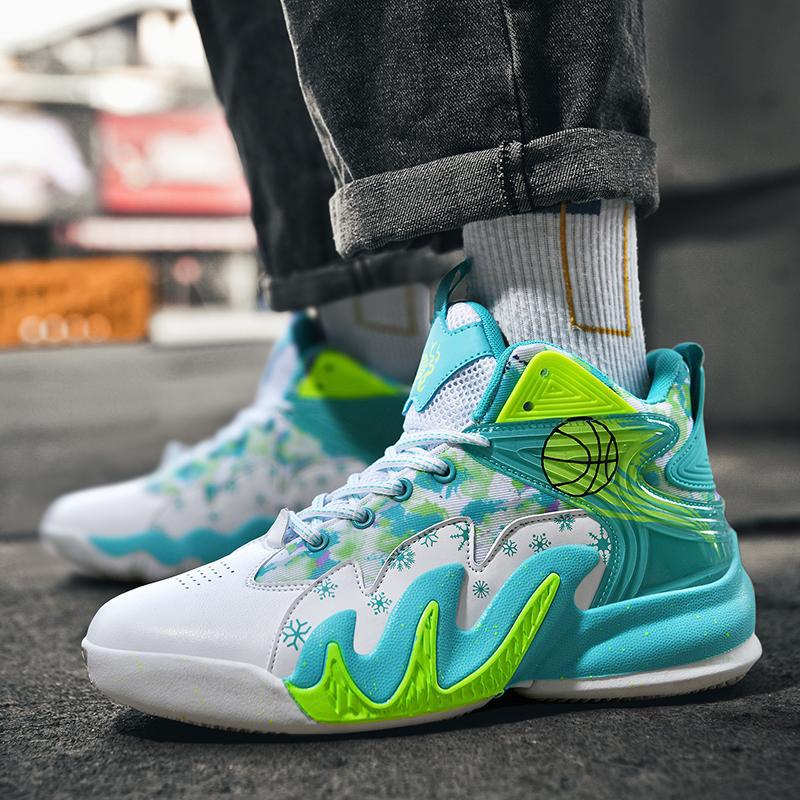 Basketball Shoes Men'S And Women'S Non-Slip Wear-Resistant Shock-Absorbing Lightweight Breathable Student Big Children'S Fashionable Sneaker High-Top Outfield Boots - Image 3