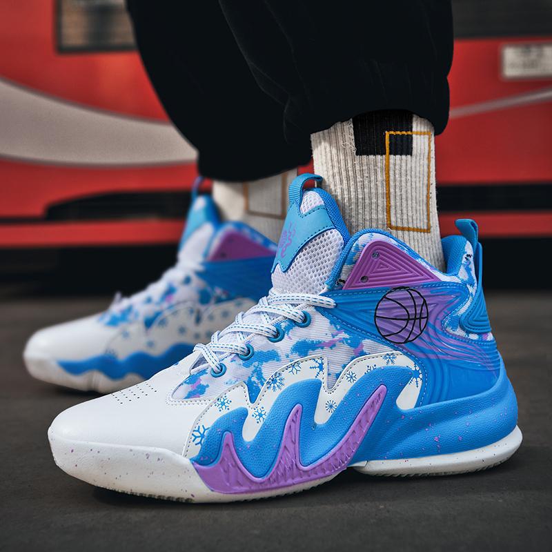 Basketball Shoes Men'S And Women'S Non-Slip Wear-Resistant Shock-Absorbing Lightweight Breathable Student Big Children'S Fashionable Sneaker High-Top Outfield Boots - Image 2