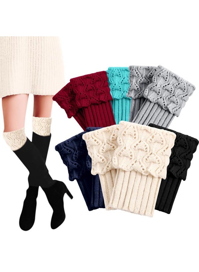 Geyoga 6 Pairs Womens Boot Cuffs Autumn Crochet Ankle Warmers Fall Boots Socks Toppers for Girls, Dark Colors, One size - Image 1