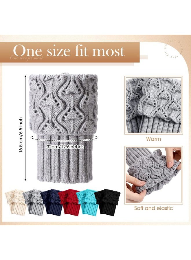 Geyoga 6 Pairs Womens Boot Cuffs Autumn Crochet Ankle Warmers Fall Boots Socks Toppers for Girls, Dark Colors, One size - Image 2
