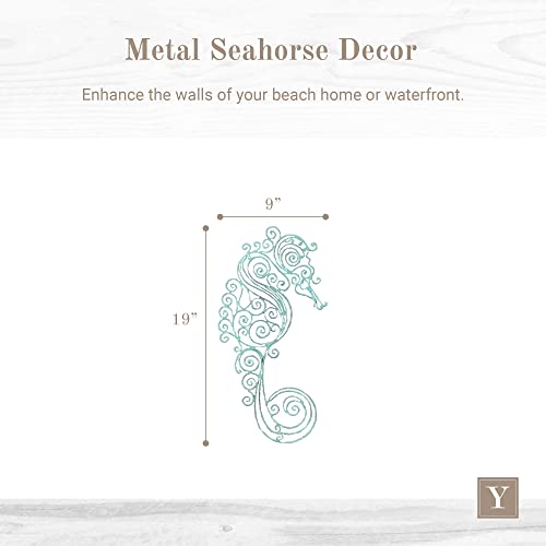 Young's Inc. Metal Seahorse Decor - 19" H x 9" W - Beach Themed Decor for Home - Large Metal Wall Art - Image 3