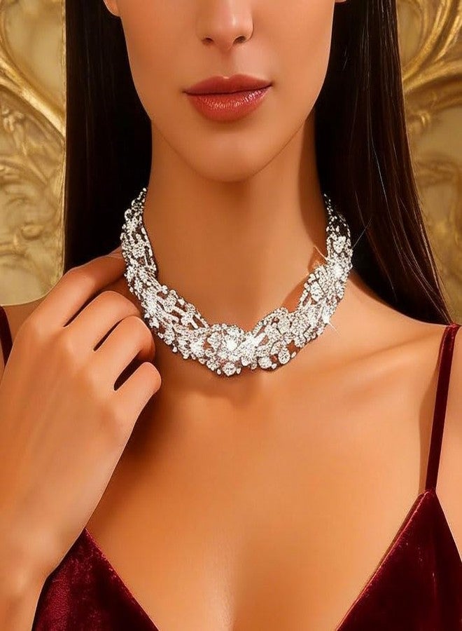 CLOACE Rhinestone Chocker Necklace Silver Sparkling Crystal Chokers Necklaces Prom Bridal Wedding Acessories Jewelry for women - Image 4