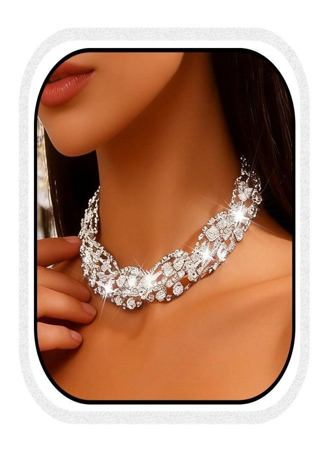 CLOACE Rhinestone Chocker Necklace Silver Sparkling Crystal Chokers Necklaces Prom Bridal Wedding Acessories Jewelry for women - Image 1