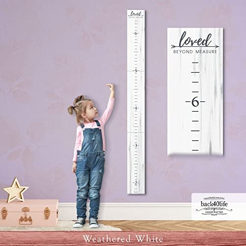 Back40Life Farmhouse Style Wooden Kids Growth Chart Ruler for Boys and Girls (Weathered White - WHT) - Image 5