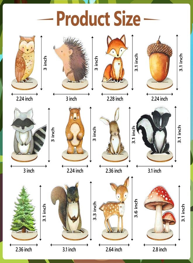 DAECHAO 12 Pack Woodland Animal Decorations, Forest Themed Baby Shower & Kids Birthday Table Centerpieces, Rustic Woodland Nursery Decor for Home Office Farmhouse - Image 2