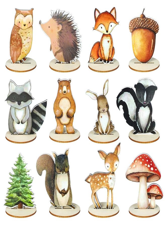 DAECHAO 12 Pack Woodland Animal Decorations, Forest Themed Baby Shower & Kids Birthday Table Centerpieces, Rustic Woodland Nursery Decor for Home Office Farmhouse - Image 1