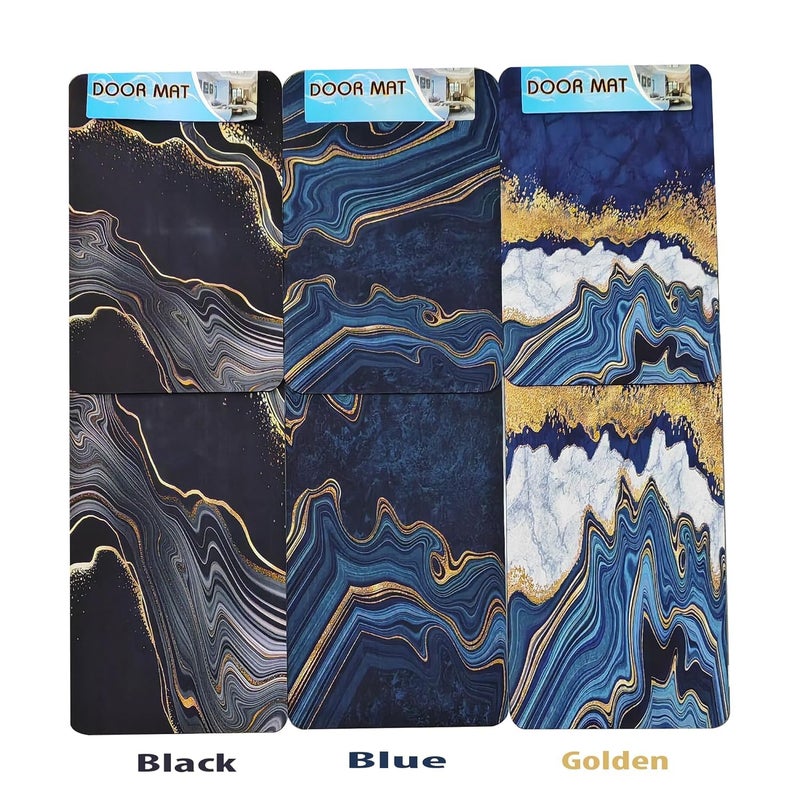 Apidian Modern Kitchen Floor mat with Water and Oil Absorption Anti Slip Crystal Velvet Long Strip Foot mat Size 17x30 17x47 Inch Blue - Image 5