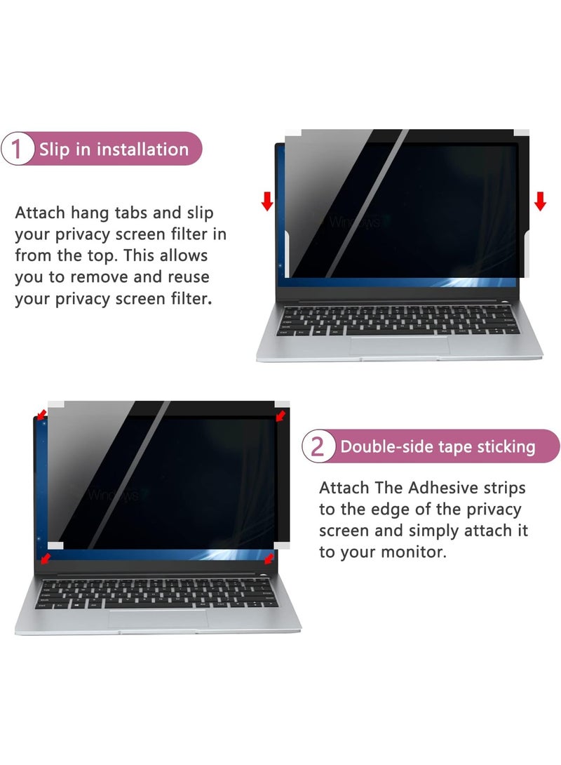 14.5 Inch Privacy Screen for Computer Monitor, 16:10 Anti-Spy Filter for Laptop & PC Display, Blue Light Blocking Anti-Glare Reversible Protector Film, Easy Slide-Mount Installation 14.5 Inch Widescreen(16:10) - Image 4
