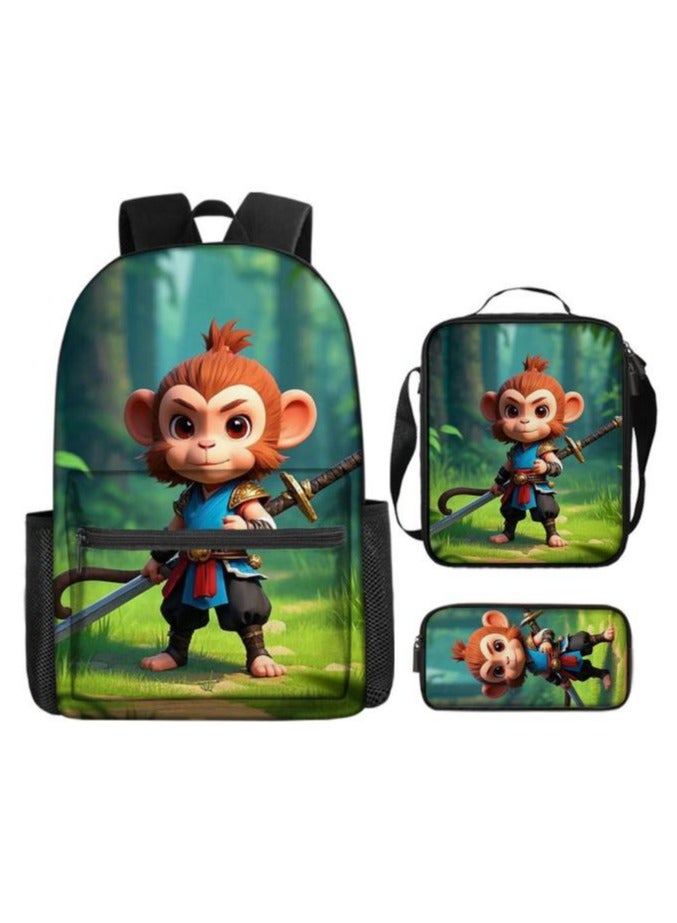 Cartoon three-piece schoolbag with zipper - 406  - Image 2