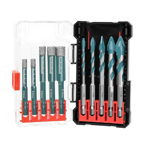 YOSIGHT Diamond Drill Bits Set 10PcsDrill Bits for Drilling Holes in ProcelainGlassCeramic and Tile31614516 3812Hex Shank Tile Drill Bit for Precise Drilling - Image 1