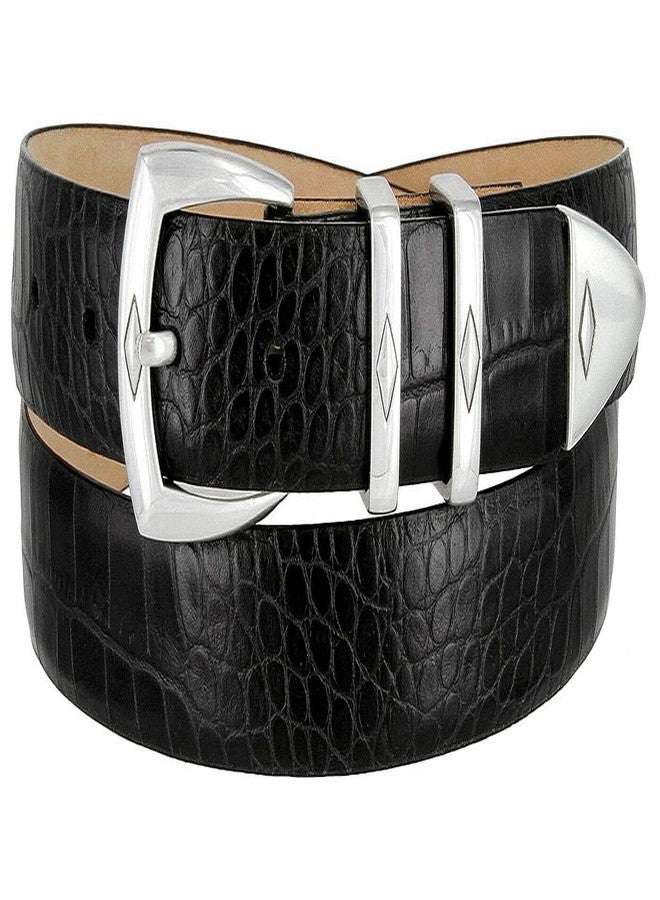Belts.com Canyon S5847 Men's Designer Dress Belt Italian Calfskin Leather 1-1/8" (30mm) Wide (Alligator Black, 38) - Image 1