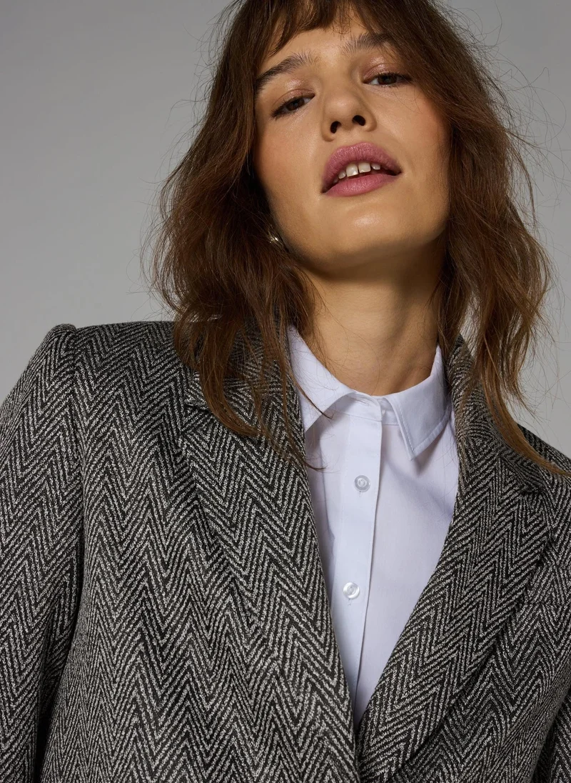 Matalan Et Vous Grey Herringbone Ponte Blazer